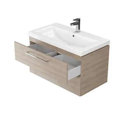 Cersanit S801-148-DSM - Mobile sospeso per bagno con lavabo LARA 60x45 cm, finitura noce