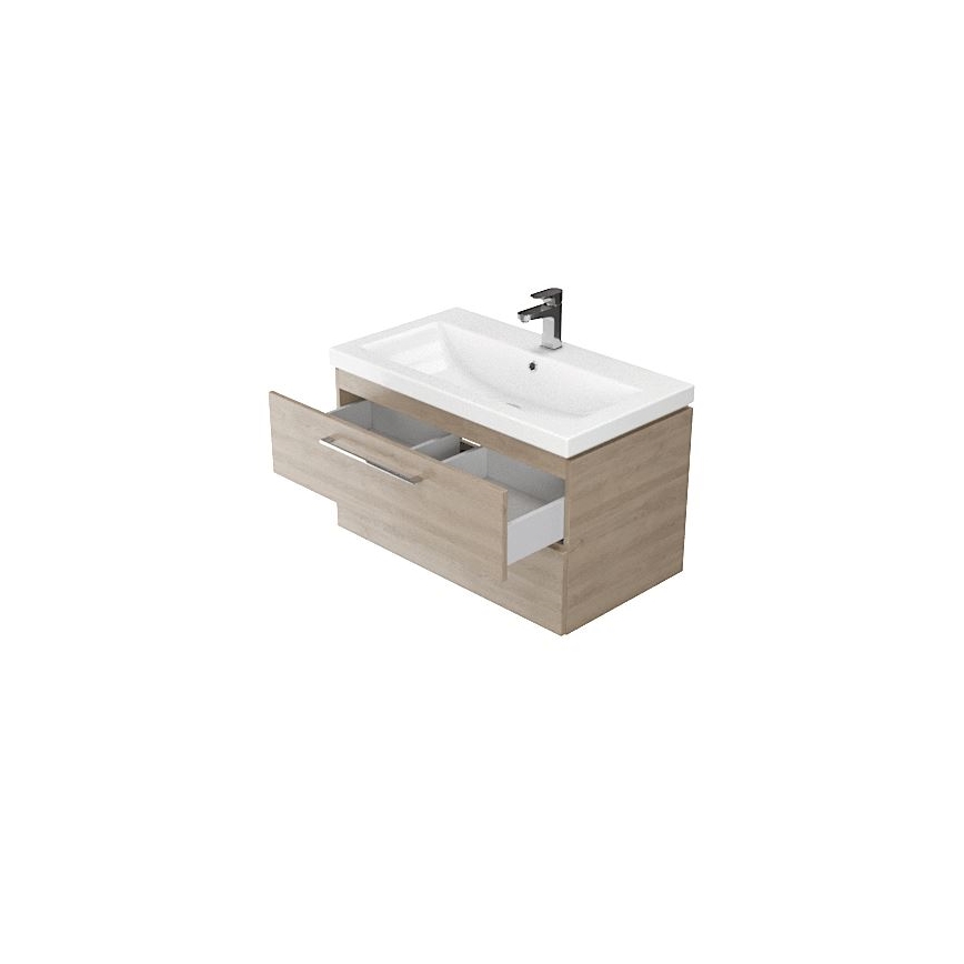 Cersanit S801-148-DSM - Mobile sospeso per bagno con lavabo LARA 60x45 cm, finitura noce