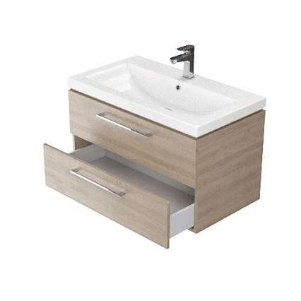 Cersanit S801-148-DSM - Mobile sospeso per bagno con lavabo LARA 60x45 cm, finitura noce