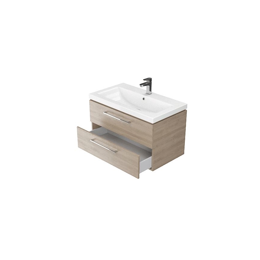 Cersanit S801-148-DSM - Mobile sospeso per bagno con lavabo LARA 60x45 cm, finitura noce