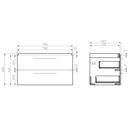 Cersanit S801-149-DSM - Mobile da bagno sospeso con lavabo LARA 80x46x45 cm bianco