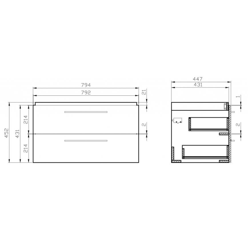 Cersanit S801-149-DSM - Mobile da bagno sospeso con lavabo LARA 80x46x45 cm bianco