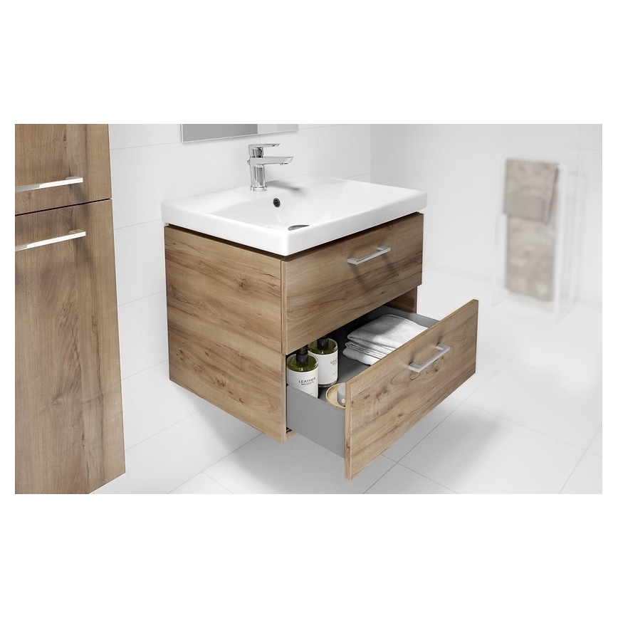 Cersanit S801-153-DSM - Mobile da bagno sospeso con lavabo LARA COMO 50x40 cm, finitura noce