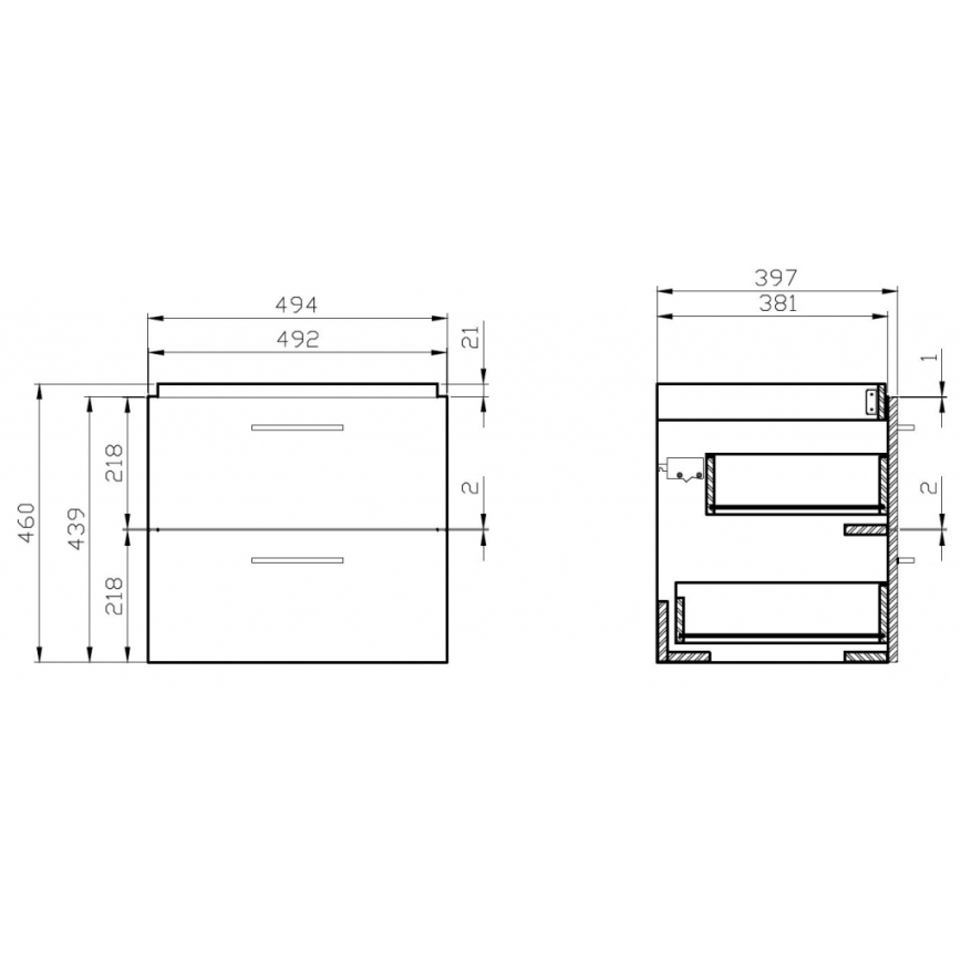 Cersanit S801-153-DSM - Mobile bagno sospeso con lavabo LARA COMO 46x50 cm noce