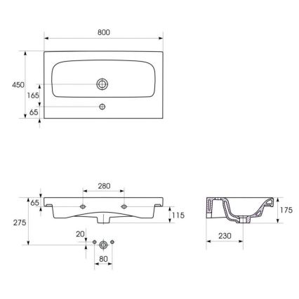 Cersanit S801-221-DSM - Mobile bagno sospeso con lavabo MODUO 80x45 cm bianco lucido