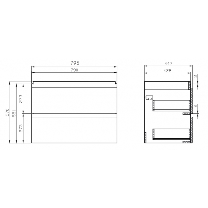 Cersanit S801-221-DSM - Mobile bagno sospeso con lavabo MODUO 80x45 cm bianco lucido