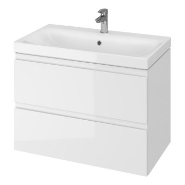Cersanit S801-221-DSM - Mobile bagno sospeso con lavabo MODUO 80x62x45 cm, bianco lucido