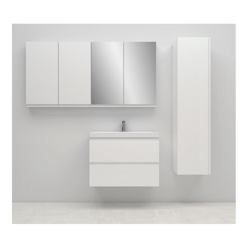 Cersanit S801-225-DSM - Mobile sospeso da bagno con lavabo MODUO SLIM 80x57x38 cm, bianco lucido