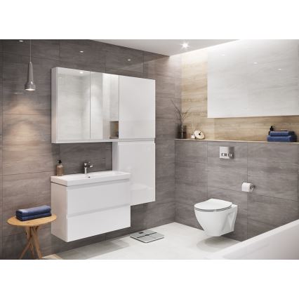 Cersanit S801-225-DSM - Mobile sospeso da bagno con lavabo MODUO SLIM 80x57x38 cm, bianco lucido