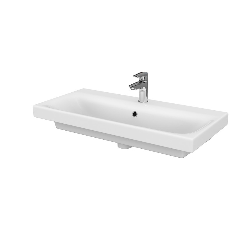 Cersanit S801-225-DSM - Mobile sospeso da bagno con lavabo MODUO SLIM 80x57x38 cm, bianco lucido