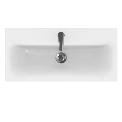 Cersanit S801-225-DSM - Mobile sospeso da bagno con lavabo MODUO SLIM 80x57x38 cm, bianco lucido