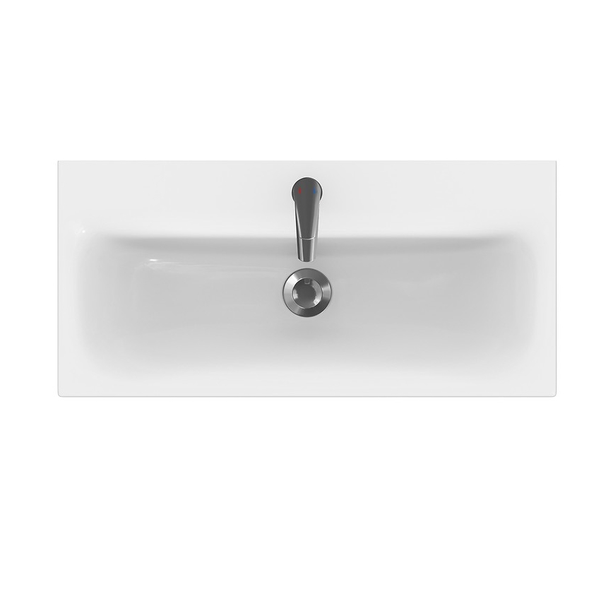 Cersanit S801-225-DSM - Mobile sospeso da bagno con lavabo MODUO SLIM 80x57x38 cm, bianco lucido