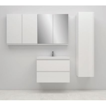 Cersanit S801-225-DSM - Mobile da bagno sospeso con lavabo MODUO SLIM 80x38 cm bianco lucido