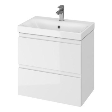 Cersanit S801-227-DSM - Mobile bagno sospeso con lavabo MODUO SLIM 60x38 cm, bianco lucido