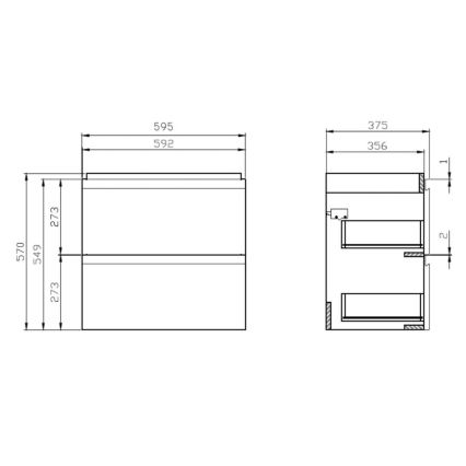 Cersanit S801-227-DSM - Mobile bagno sospeso con lavabo MODUO SLIM 60x38 cm, bianco lucido
