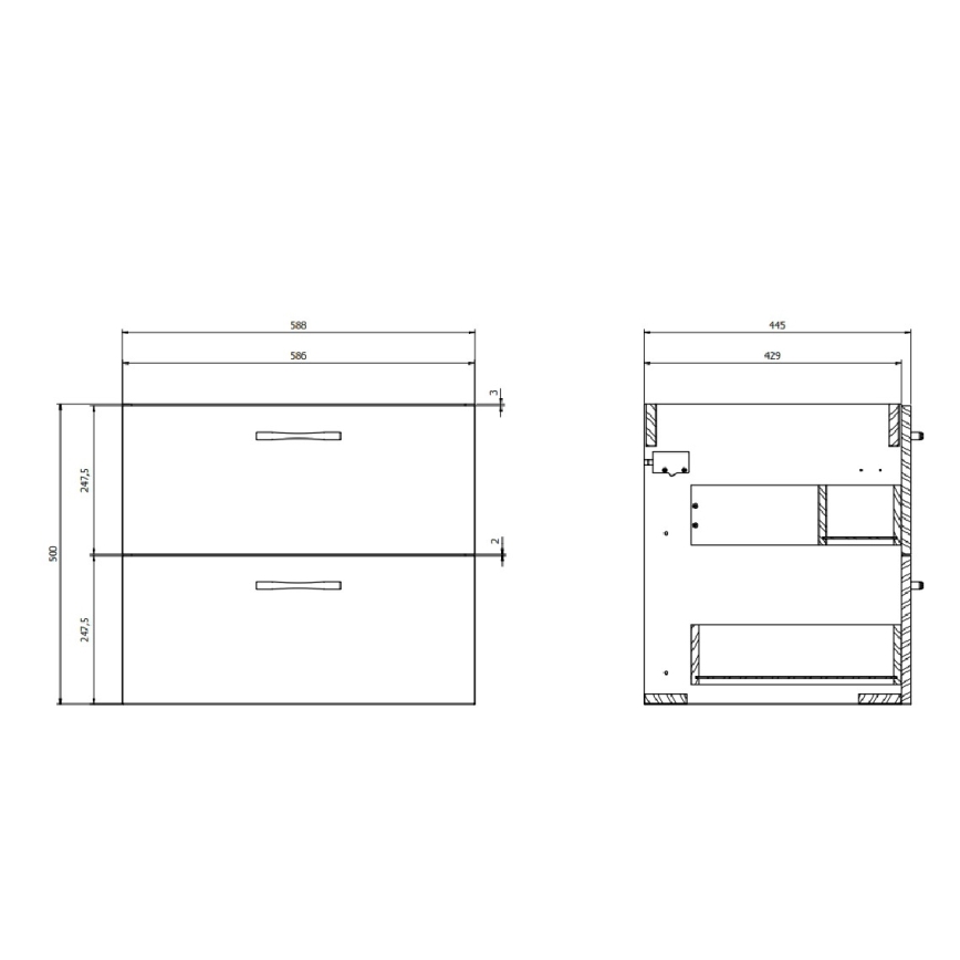Cersanit S801-309-DSM - Mobile da bagno sospeso con lavabo NIKO 60x50x45 cm bianco