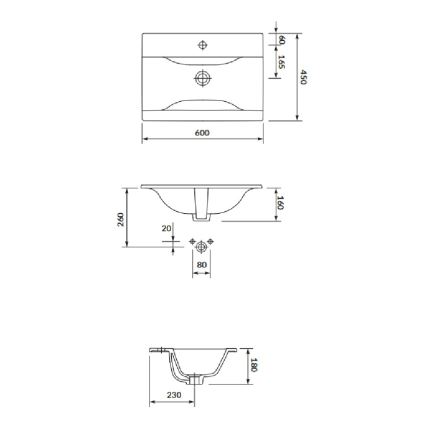 Cersanit S801-309-DSM - Mobile da bagno sospeso con lavabo NIKO 60x50x45 cm bianco