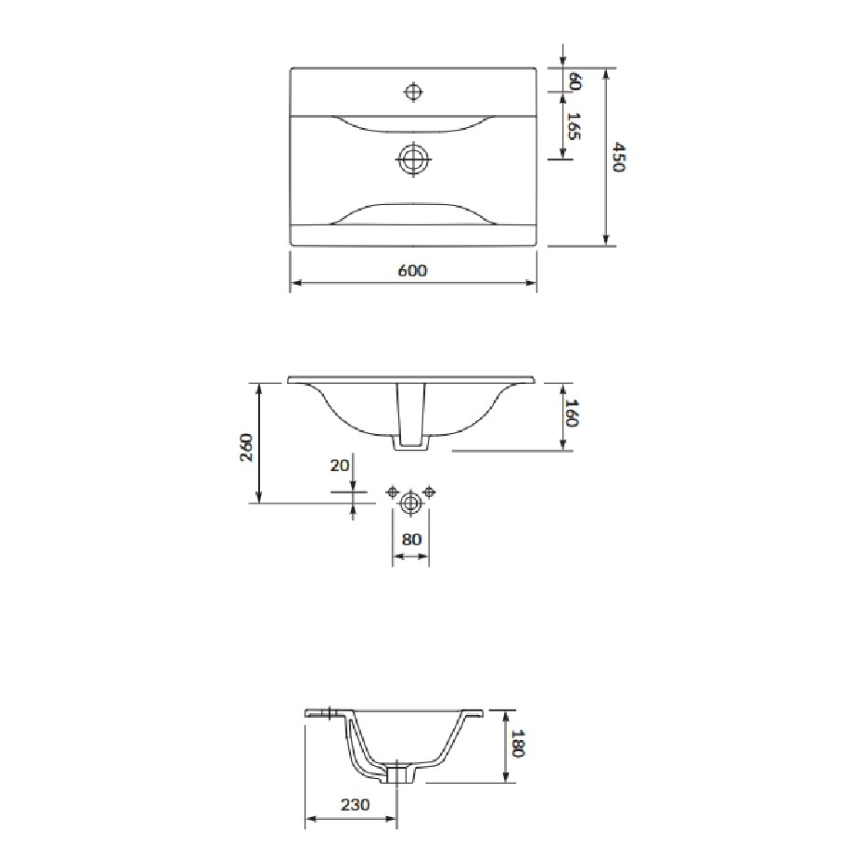 Cersanit S801-309-DSM - Mobile da bagno sospeso con lavabo NIKO 60x50x45 cm bianco