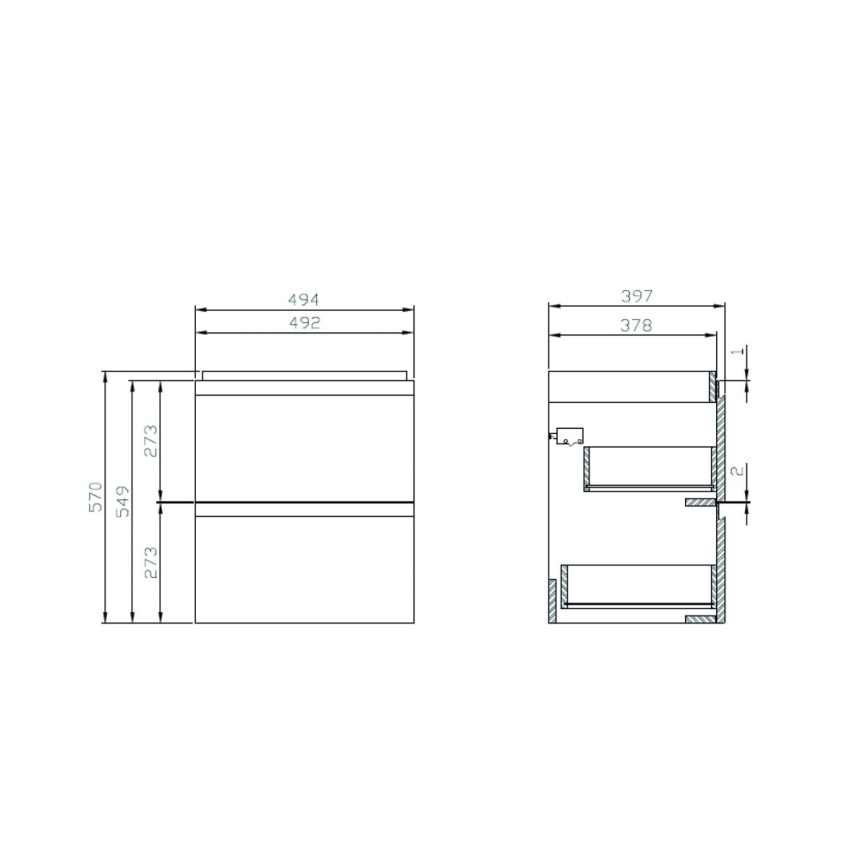 Cersanit S801-312-ECO - Mobile bagno sospeso con lavabo MODUO 50x57x40 cm bianco