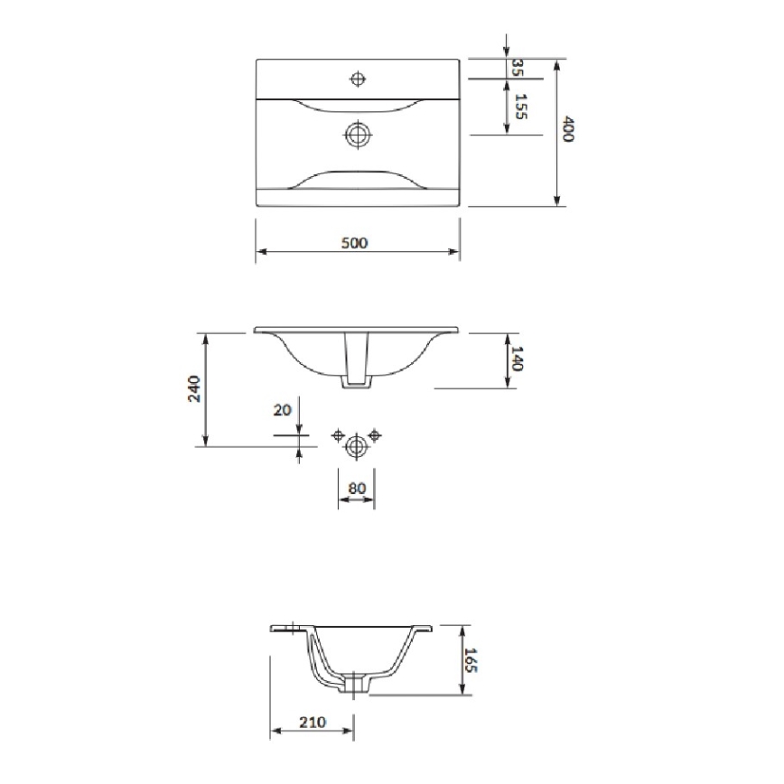 Cersanit S801-458 - Mobile bagno sospeso con lavabo NIKO 50x40 cm noce