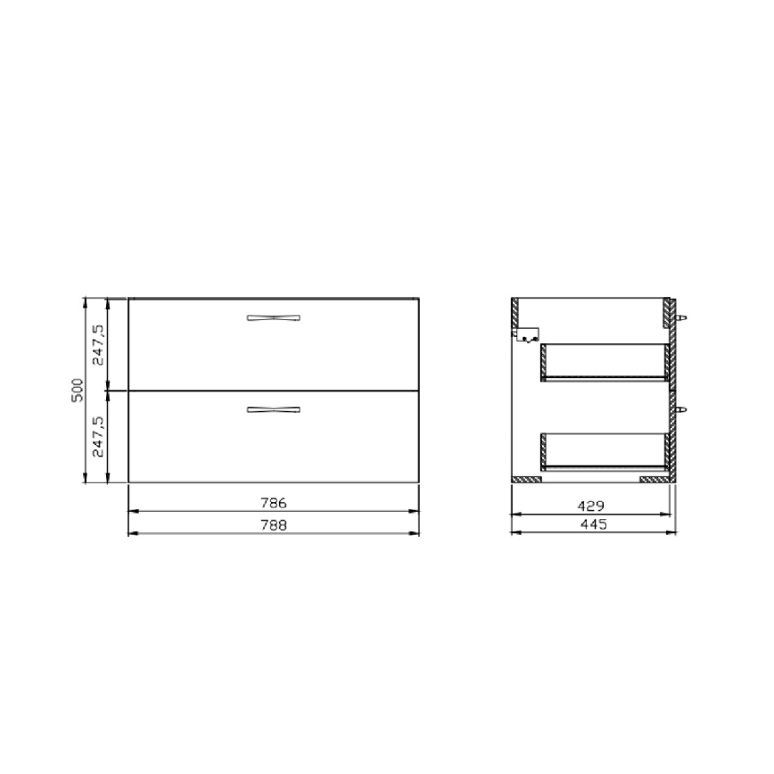Cersanit S801-538 - Mobile da bagno sospeso con lavabo NIKO 80x45 cm, bianco