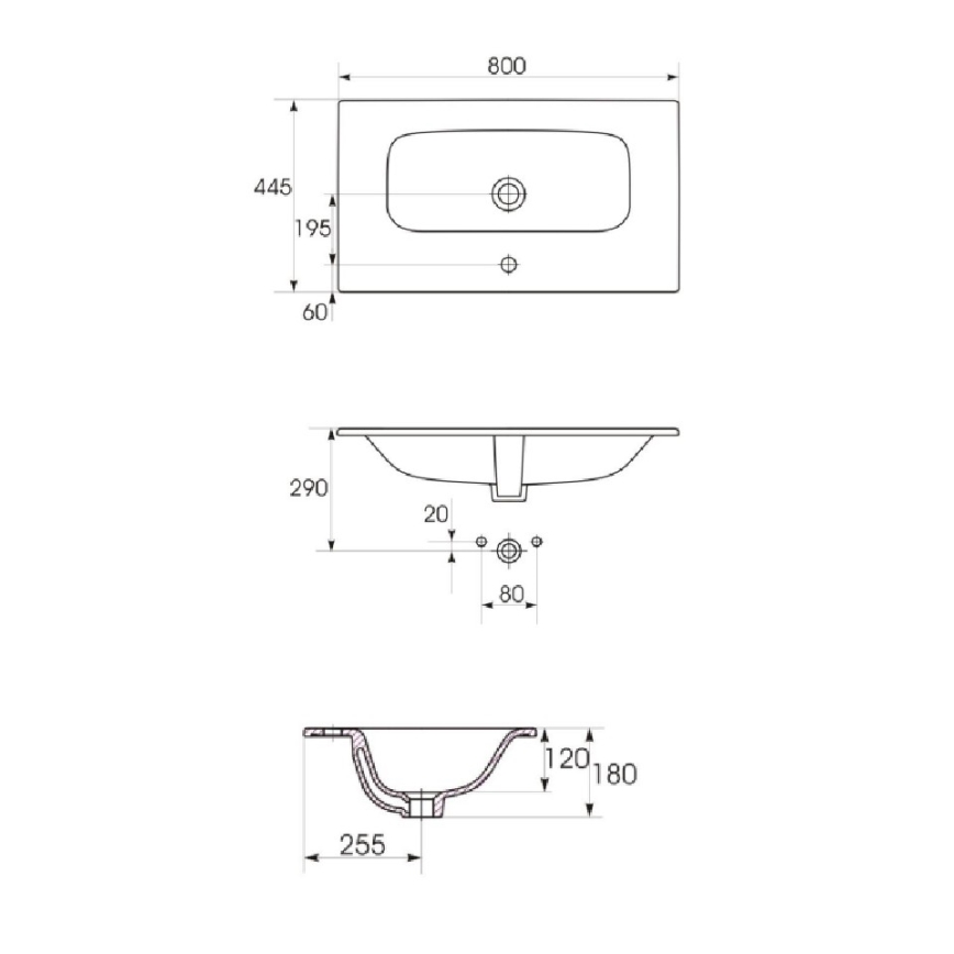 Cersanit S801-538 - Mobile da bagno sospeso con lavabo NIKO 80x45 cm, bianco