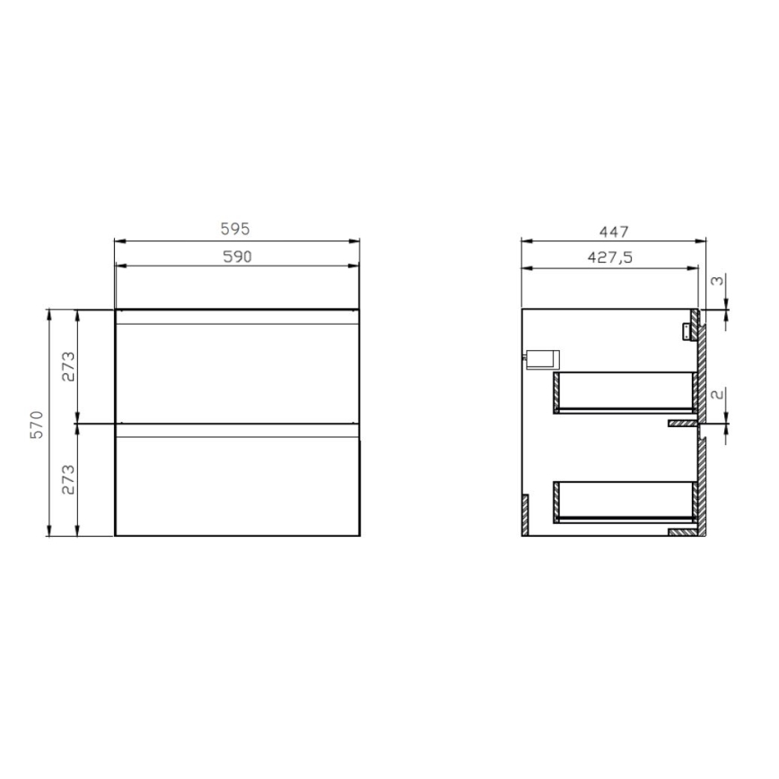 Cersanit S929-010 - Mobile sottolavabo sospeso MODUO 59,5x44,7 cm bianco lucido