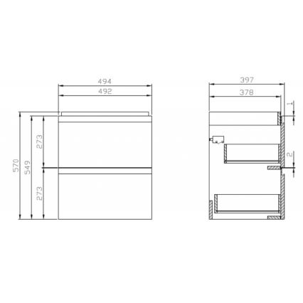 Cersanit S929-012 - Mobile bagno sospeso sotto lavabo MEDDIE 57x49,4 cm bianco lucido