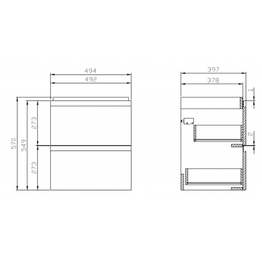 Cersanit S929-012 - Mobile bagno sospeso sotto lavabo MEDDIE 57x49,4 cm bianco lucido