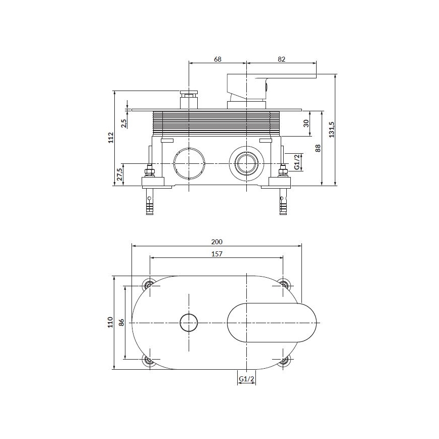 Cersanit S951-322 - Rubinetto doccia per installazione a scomparsa CREA nero