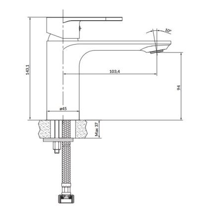 Cersanit S951-328 - Rubinetto del lavandino CREA 14,3 cm cromo lucido