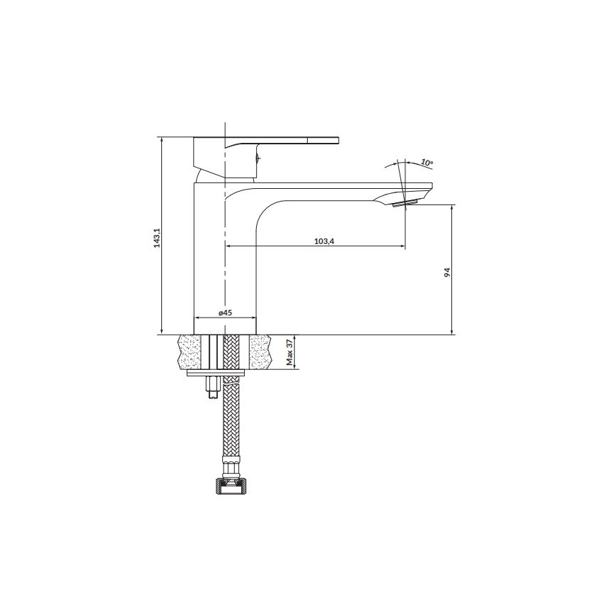 Cersanit S951-328 - Rubinetto del lavandino CREA 14,3 cm cromo lucido