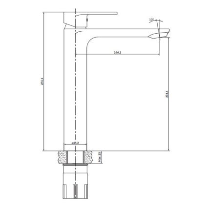 Cersanit S951-332 - Rubinetto del lavandino CREA 27,4 cm nero