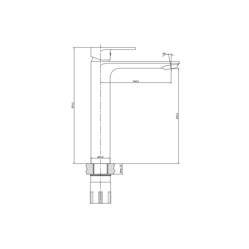 Cersanit S951-332 - Rubinetto del lavandino CREA 27,4 cm nero