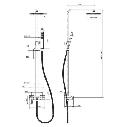 Cersanit S951-339 - Set doccia MILLE cromo lucido