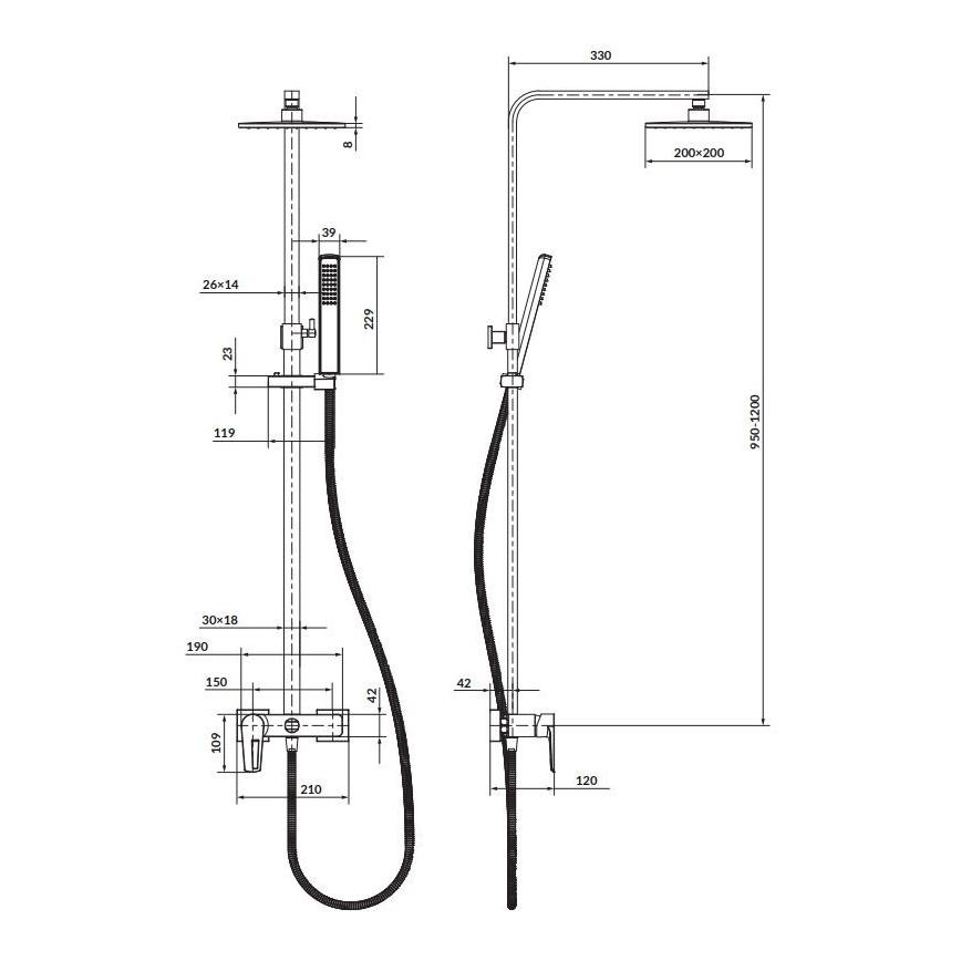 Cersanit S951-339 - Set doccia MILLE cromo lucido