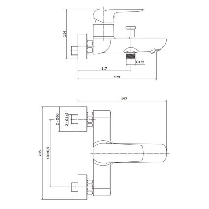 Cersanit S951-344 - Rubinetto vasca da bagno CITY cromo lucido