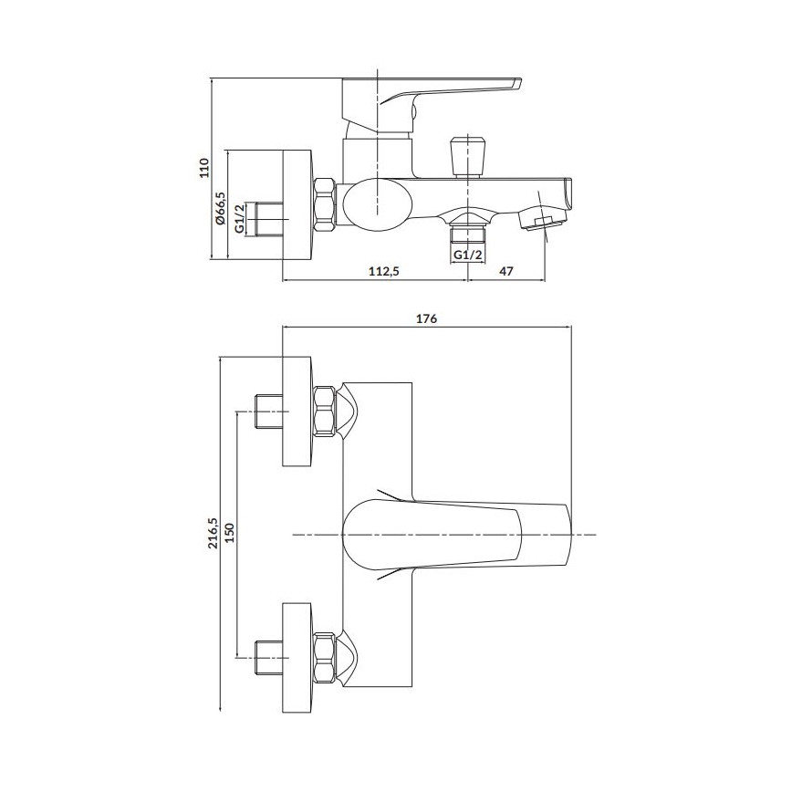 Cersanit S951-346 - Rubinetto vasca da bagno MODUO cromo lucido
