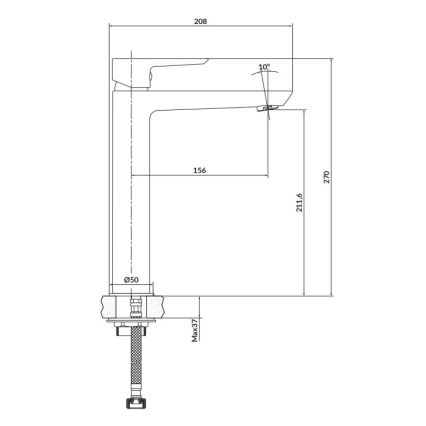 Cersanit S951-355 - Rubinetto del lavandino MILLE 27 cm bianco + scarico