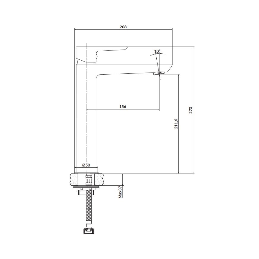 Cersanit S951-355 - Rubinetto del lavandino MILLE 27 cm bianco + scarico