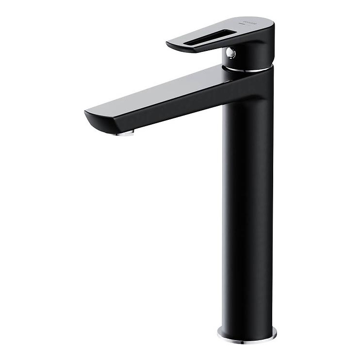 Cersanit S951-356 - Rubinetto del lavandino MILLE 27 cm nero + scarico