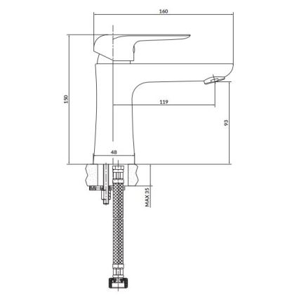 Cersanit S951-359 - Rubinetto del lavandino CITY 15 cm cromo lucido