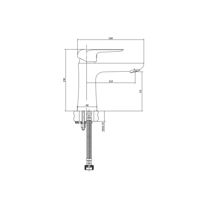 Cersanit S951-359 - Rubinetto del lavandino CITY 15 cm cromo lucido