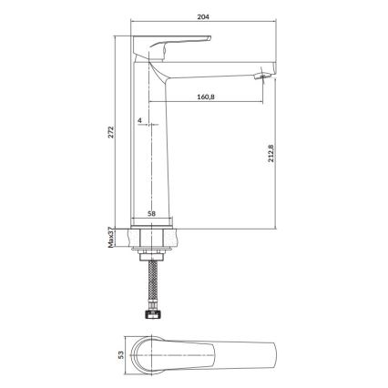 Cersanit S951-363 - Rubinetto del lavandino MODUO 27,2 cm cromo lucido