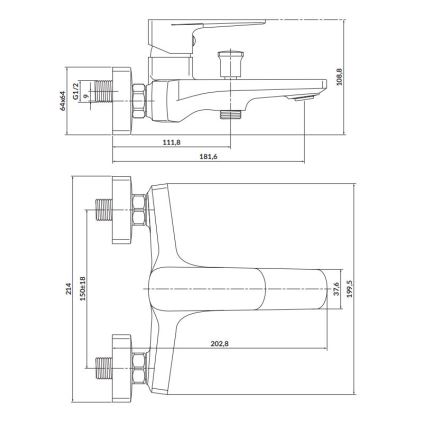 Cersanit S951-376 - Rubinetto vasca da bagno LARGA nero