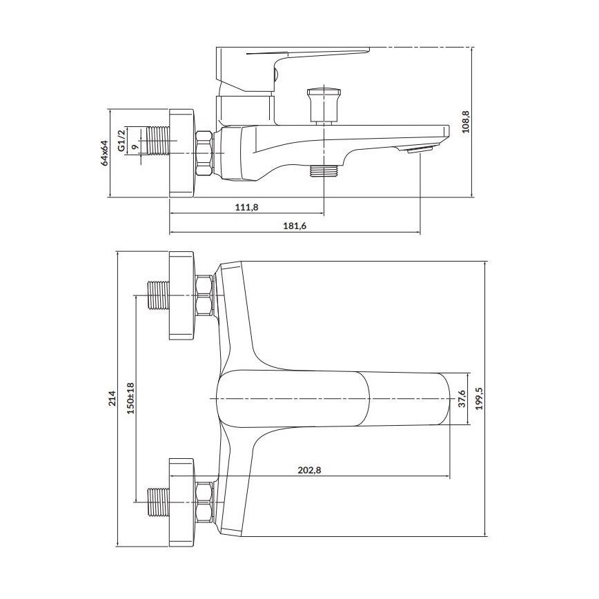Cersanit S951-377 - Rubinetto vasca da bagno LARGA cromo lucido