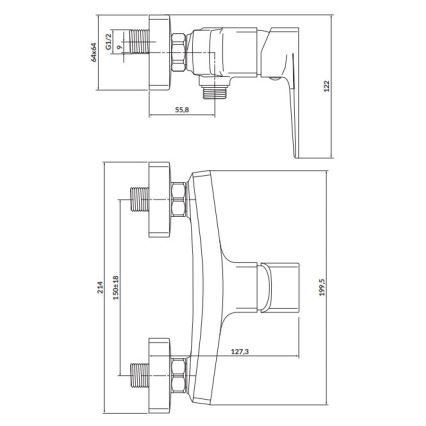 Cersanit S951-383 - Rubinetto doccia LARGA cromo lucido