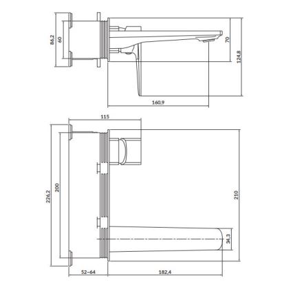 Cersanit S951-385 - Rubinetto per lavabo da incasso LARGA nero