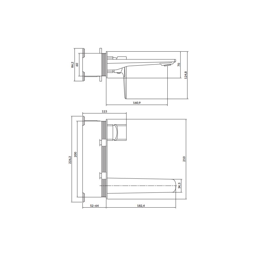 Cersanit S951-385 - Rubinetto per lavabo da incasso LARGA nero