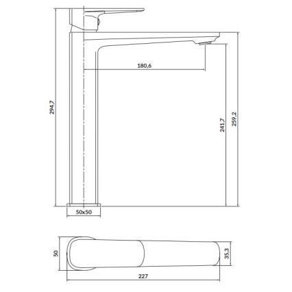 Cersanit S951-392 - Rubinetto del lavandino LARGA 29,5 cm cromo lucido